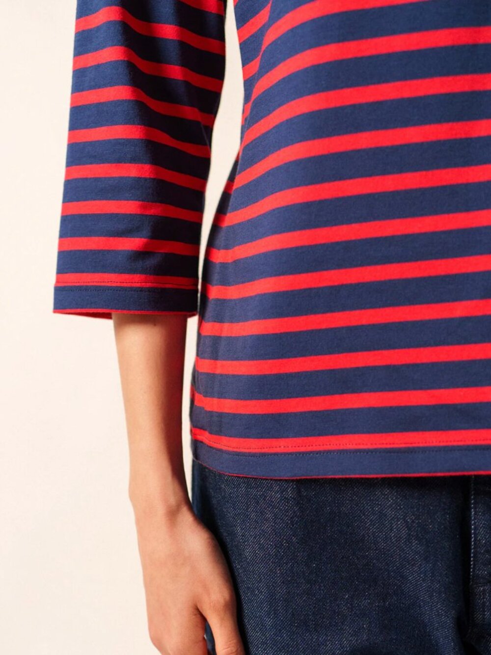 Saint James GALATHEE II Breton Striped Top Navy/Red wm sz 10 (slim) - Picture 11 of 11
